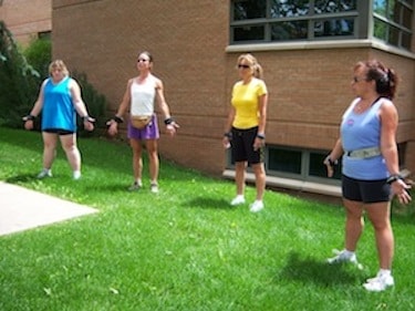 Group Hikercise class outdoors